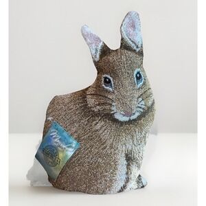 Rare Bunny Rabbit Shaped Double Sided Tapestry Pillow 15" Easter Bunny Pillow